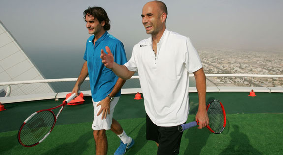 Roger Federer routs Andre Agassi