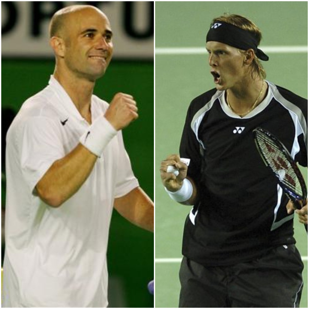 Andre Agassi and Joachim Johansson